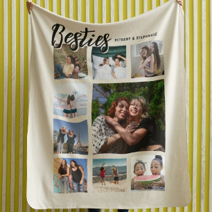 Custom Besties Photo Cream Collage Fleece Blanket