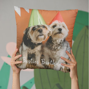 Custom Besties Photo Friends Bff Dogs Pets  Cushion