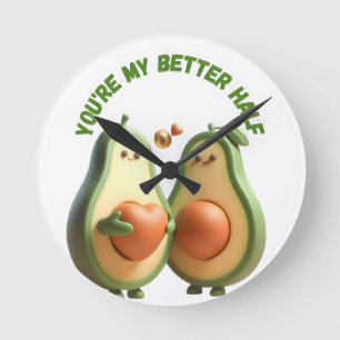 Custom Better Half Avocado Propose Day Gift Round Clock