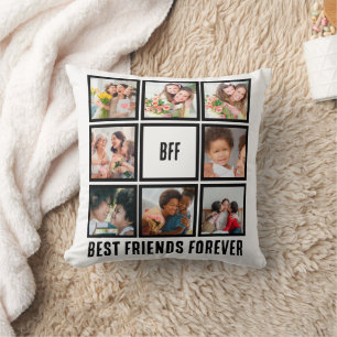 Custom BFF Best Friends Forever 8 Photo Collage Cushion