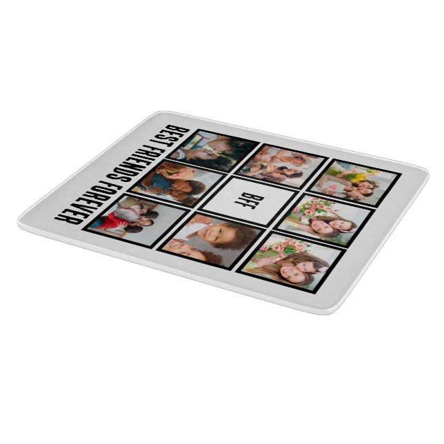 Custom BFF Best Friends Forever 8 Photo Collage  Cutting Board (Corner)