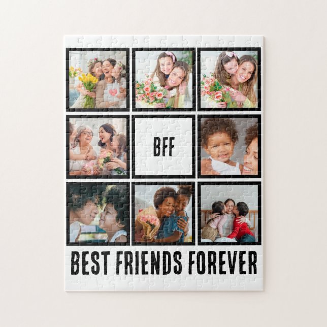 Custom BFF Best Friends Forever 8 Photo Collage Jigsaw Puzzle (Vertical)
