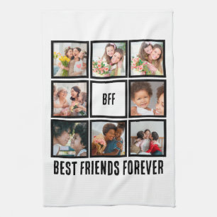 Custom BFF Best Friends Forever 8 Photo Collage Tea Towel