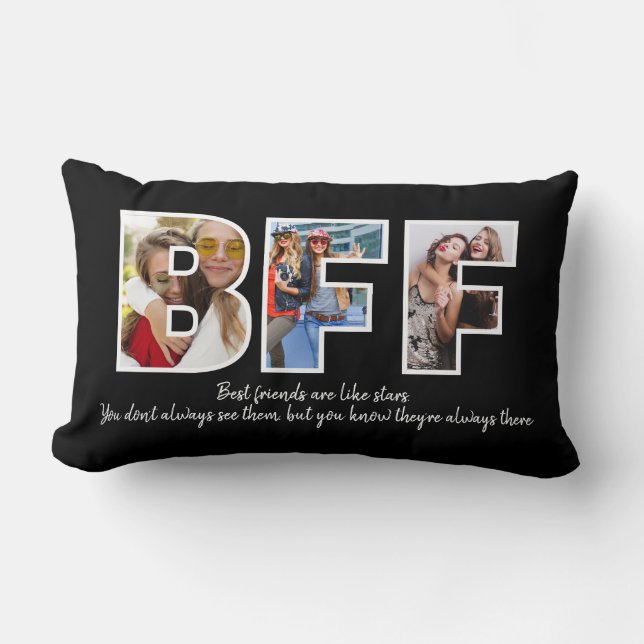 Custom BFF Besties Best Friends Photo Collage Cool Lumbar Cushion (Front)
