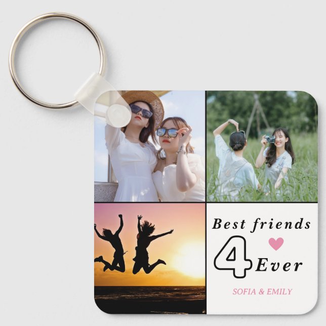 Custom BFF Photo Collage Keychain –   with Names (Front)
