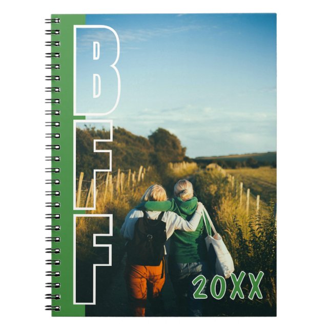 Custom BFF Photo Illusion Green Notebook  (Front)