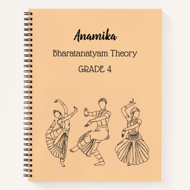 Custom bharatanatyam dance theory Spiral Notebook  (Front)