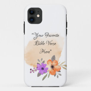 Custom Bible Verse on Peach Background and Flower iPhone 11 Case