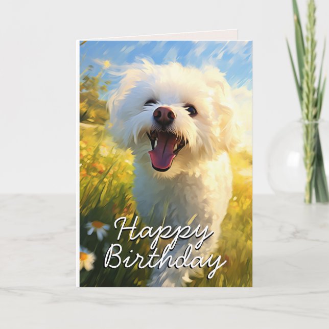Custom Bichon Frise Birthday Card (Front)