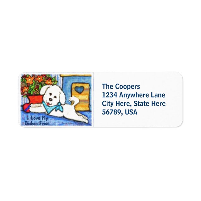 Custom Bichon Frise Dog Return Address Labels (Front)