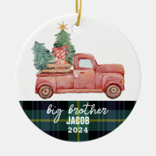 Custom Big Brother Red Christmas Truck Ornament