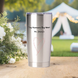 Custom Big Heart Teacher Water Bottle Insulated Tumbler