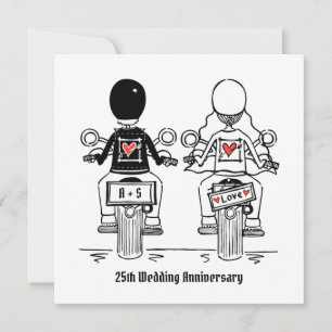 Custom Biker Motorcycle Wedding Anniversary Invitation