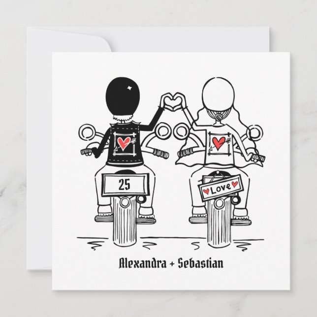 Custom Biker Motorcycle Wedding Anniversary Invitation (Front)
