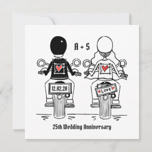 Custom Biker Motorcycle Wedding Anniversary Invitation