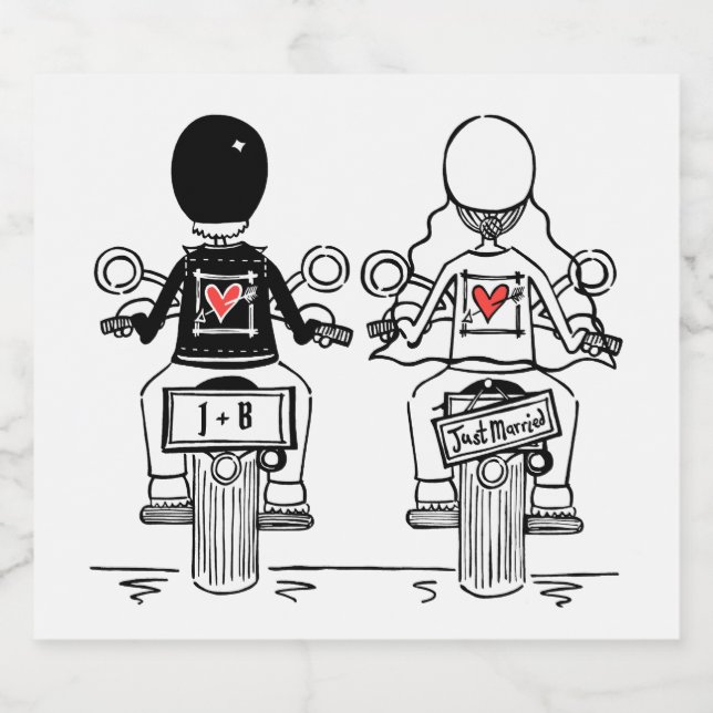 Custom Biker Motorcycle Wedding Bottle Labels (Single Label)