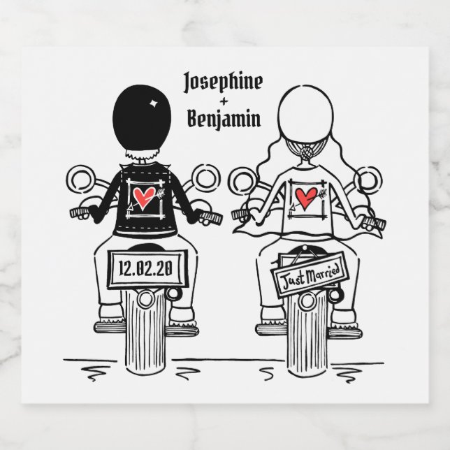 Custom Biker Motorcycle Wedding Bottle Labels (Single Label)