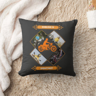 Custom Biker Photo Collage Cushion