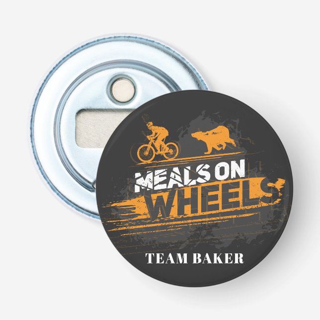 Custom Biking Meals on Wheels Cycling Team Gag Bottle Opener (Front)