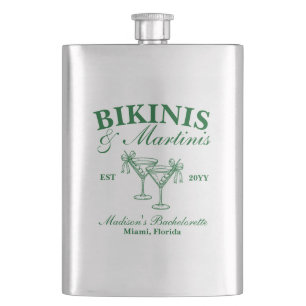 Custom Bikinis and Martinis Bachelorette Party Hip Flask