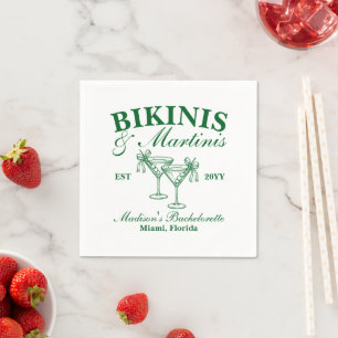 Custom Bikinis and Martinis Bachelorette Party Napkin