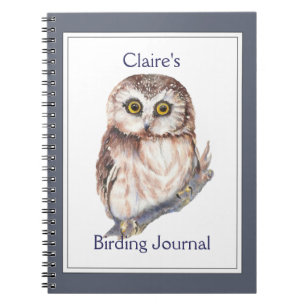 Custom, Birding Journal Watercolor Owl