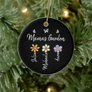 Custom Birth Flower Mug Names, Mama's Garden Gift Ceramic Ornament