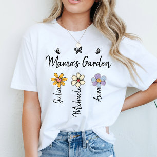 Custom Birth Flower Mug Names, Mama's Garden Gift T-Shirt