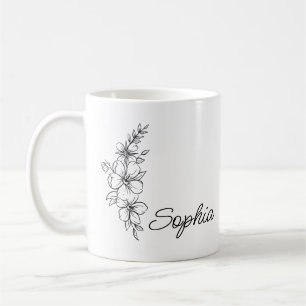 Custom Birth Flower Mug, Personalised Large Mum Mu Coffee Mug