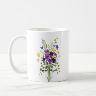 Custom Birth Flower Violet Personalised Mug