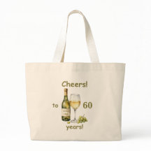 Custom birth year and age white wine tote bag
