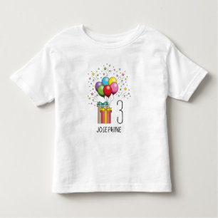 Custom Birthday Age Number & Balloons And Presents Toddler T-Shirt