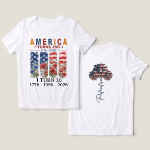 Custom Birthday America Turns 250 Floral Tee⁠ Tri-Blend Shirt