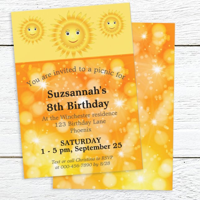 Custom Birthday Any Age Sunshine Birthday Party Invitation (Creator Uploaded)