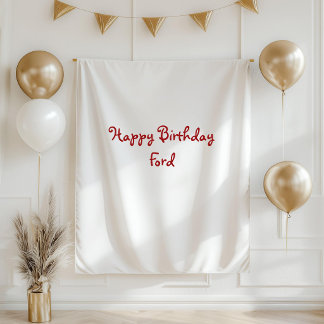 Custom Birthday Banner Fabric Name Sign Minimalist Tapestry