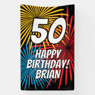 Custom Birthday banner with fireworks display
