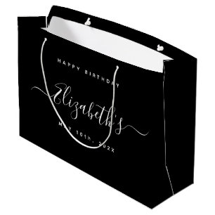 Custom  Birthday Black and White Large Gift Bag