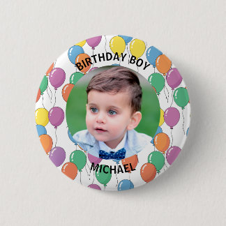 Custom Birthday Boy Photo 6 Cm Round Badge