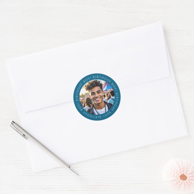 Custom Birthday Boy Photo Envelope Seal Sticker  (Envelope)