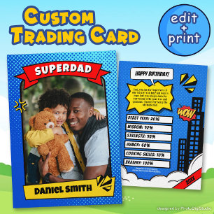 Custom Birthday Card Comic Superdad Trading Card