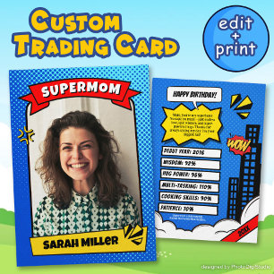 Custom Birthday Card For Mum Comic Trading Card