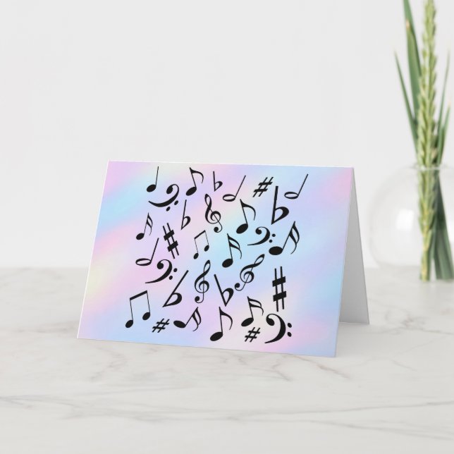 Custom Birthday Card | Iridescent Music Notes (Front)