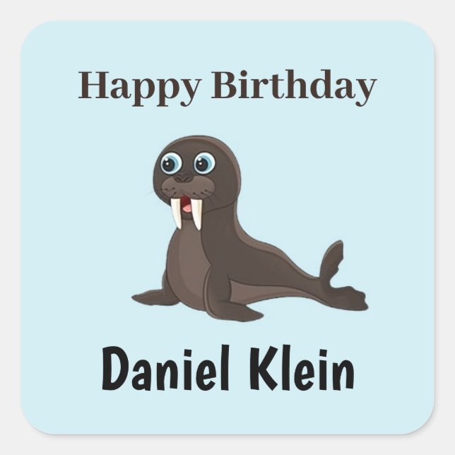 Custom birthday cute grey seal blue (Front)