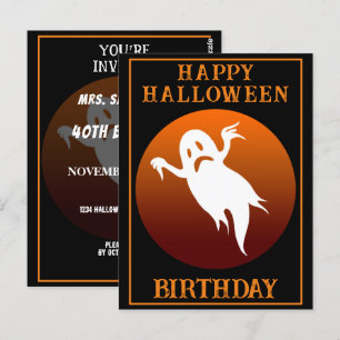 CUSTOM BIRTHDAY GHOST HALLOWEEN PARTY CELEBRATION POSTCARD