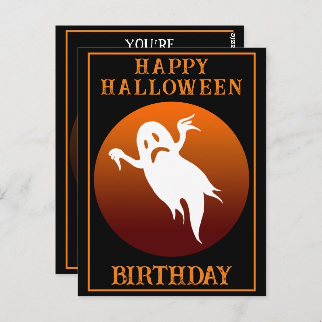 CUSTOM BIRTHDAY GHOST HALLOWEEN PARTY CELEBRATION POSTCARD (Front/Back)