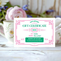 Custom Birthday Gift Certificate