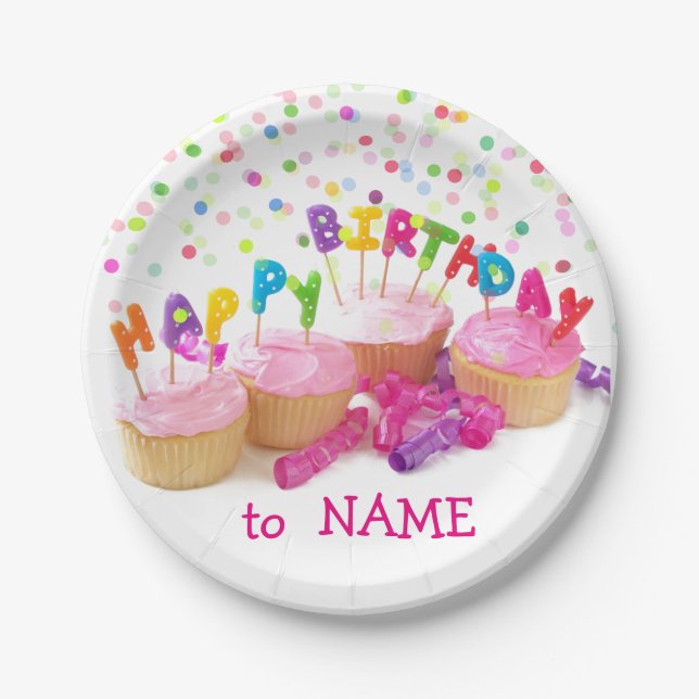 Custom Birthday Girl Paper Plates (Front)