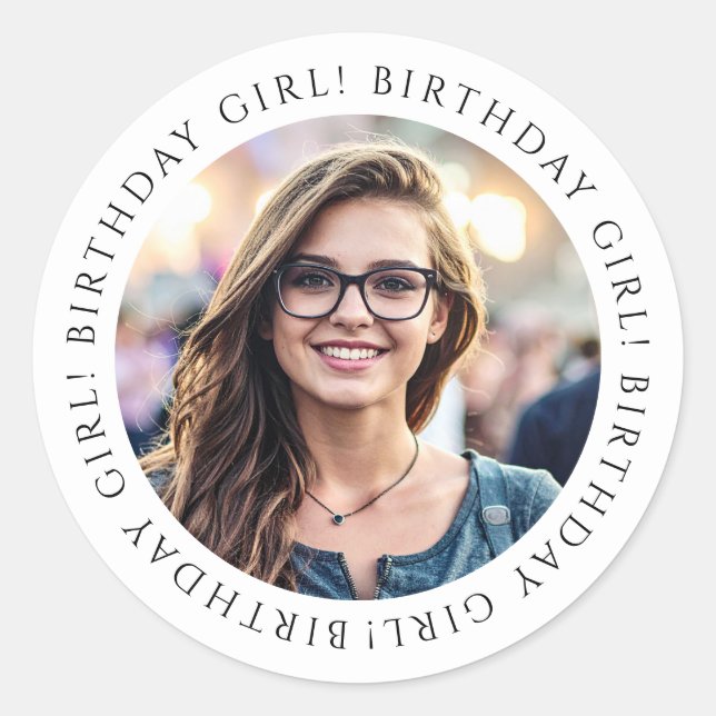 Custom Birthday Girl Photo Envelope Seal Sticker  (Front)