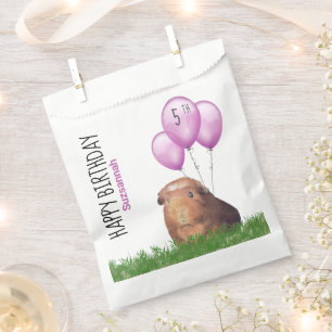 Custom Birthday Guinea Pig Purple Balloons Favour  Bag