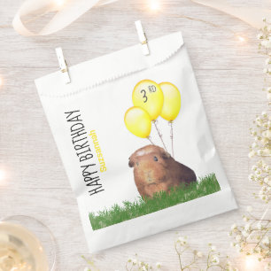 Custom Birthday Guinea Pig Yellow Balloons Favour  Bag